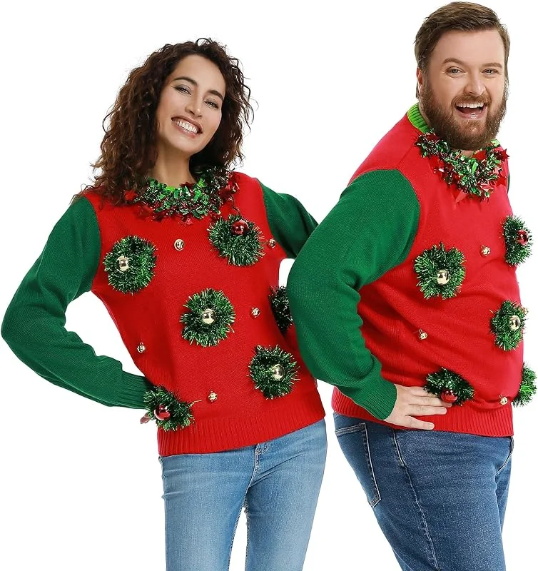 OFF THE RACK Suéter Feo de Navidad con Luz Led Unisex para Hombres Y Mujeres Suéter Hombre — Ropa Navidad