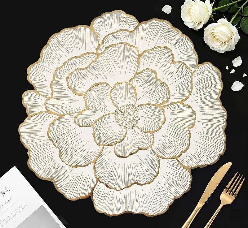 Visita la tienda de FAVE Fave Juego De 6 Salvamanteles Individuales, Dorado Peonía (38cm) — Hogar y cocina