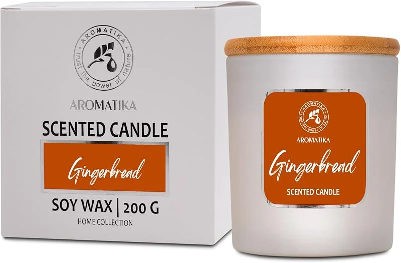 Visita la tienda de AROMATIKA Vela Perfumada Pan de Jengibre - Aromaterapia de Cera de Soja - Fragancia para Hogar - Regalo de Vela de Cristal - Idea para Cumpleaños y Navidad — Cena a la luz de velas