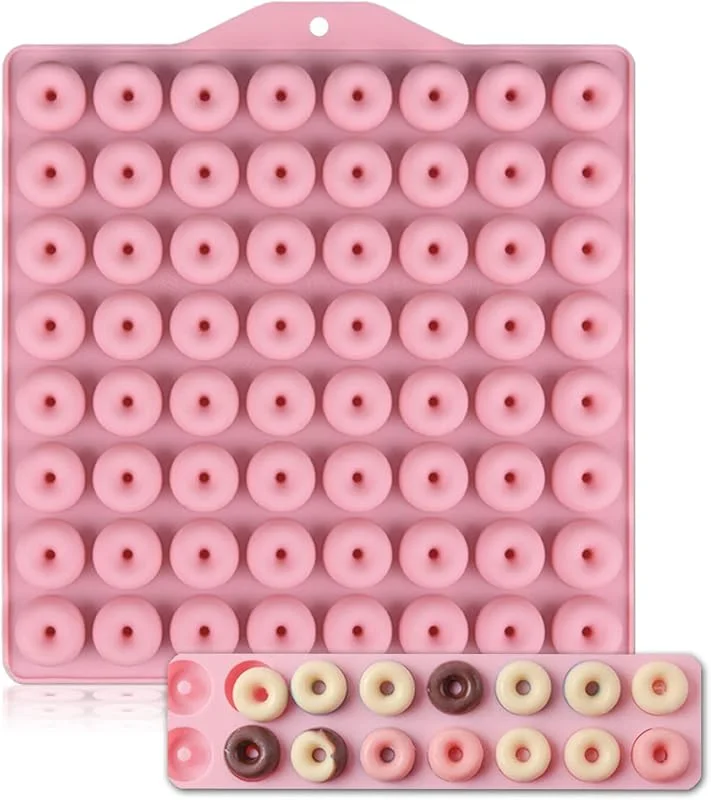 WishesMar Moldes de Chocolates de Silicona Forma de Mini Donas Rosquilla Redondas Extra Pequeñas - Antiadherente Reutilizable Molde de Silicone para Caramelo, Dulces, Decoración de Pasteles — Hogar y cocina