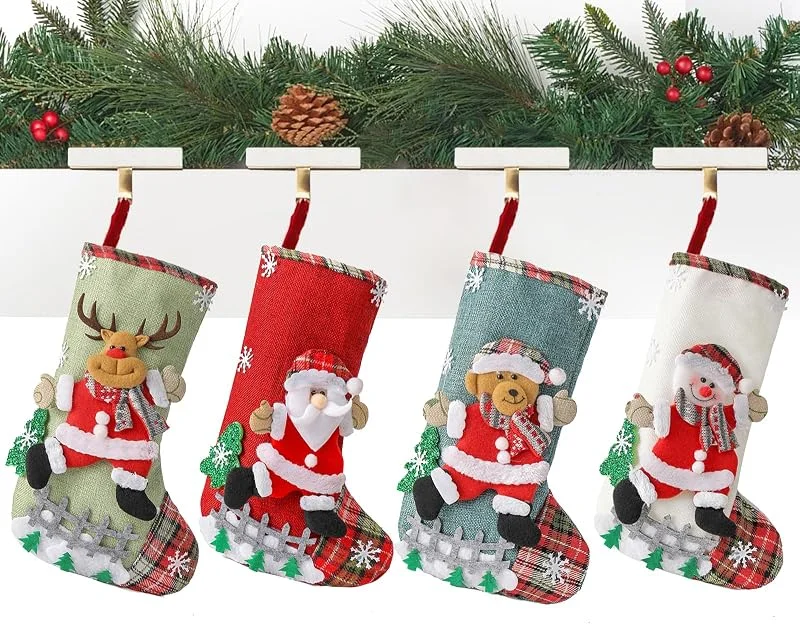 Visita la tienda de O-Kinee O-Kinee Calcetines Navidad Chimenea, 4 Piezas Botas Navidad Chimenea, Calcetines Navidad Personalizados, Calcetines de Navidad para Colgar y Llenar, Decoración de Navidad para Casa（B） — Decoracion Navidad