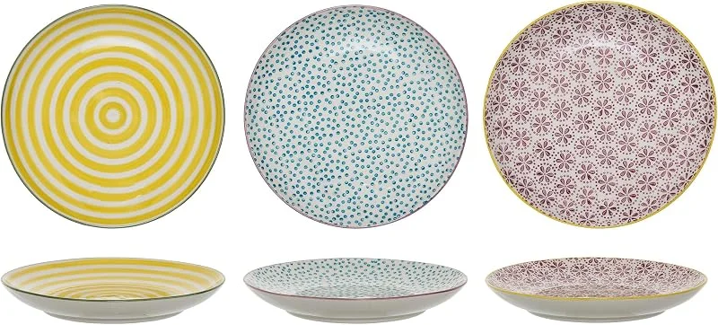 Bloomingville Patrizia - Platos para tartas (diámetro de 16 cm, tamaño pequeño, 3 unidades), color azul y morado — Hogar y cocina