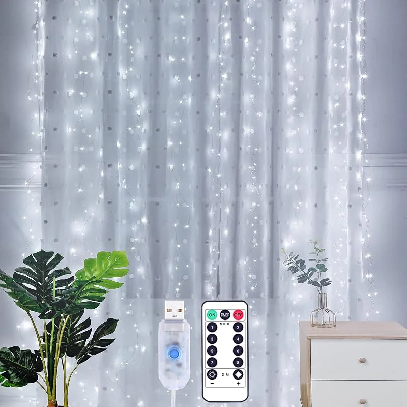 Visita la tienda de Yizhet Yizhet Cortina de Luces 2m x 2m, 200 LED Luces Cortina Navidad por USB — Luces Navidad