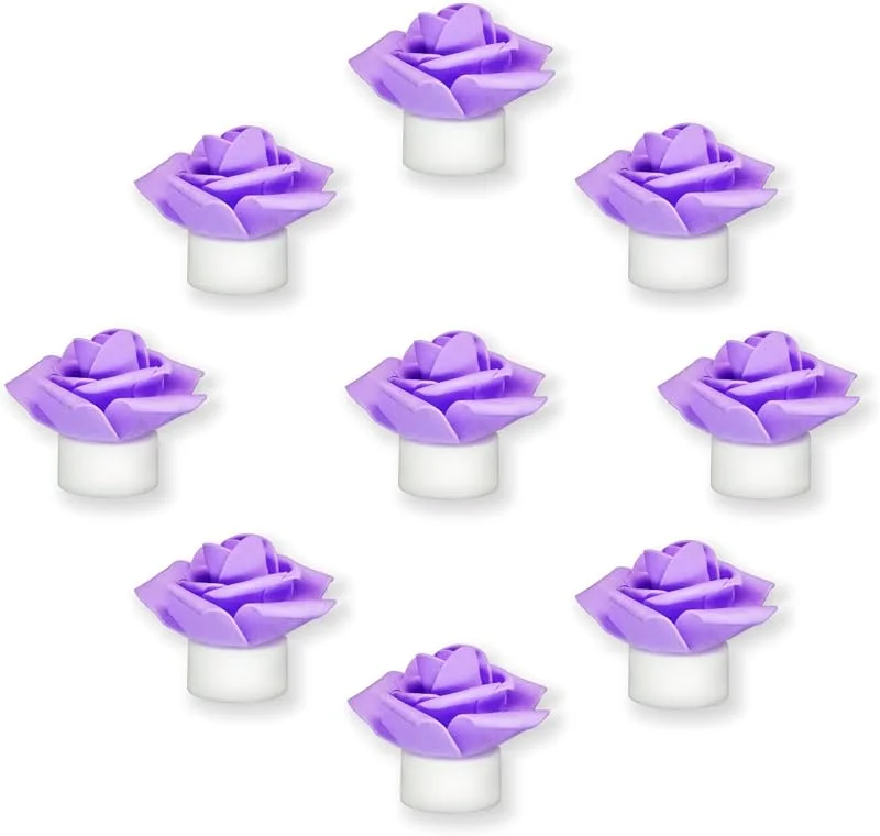 SupBri 2 velas de té LED con flor púrpura artificial — Cena a la luz de velas