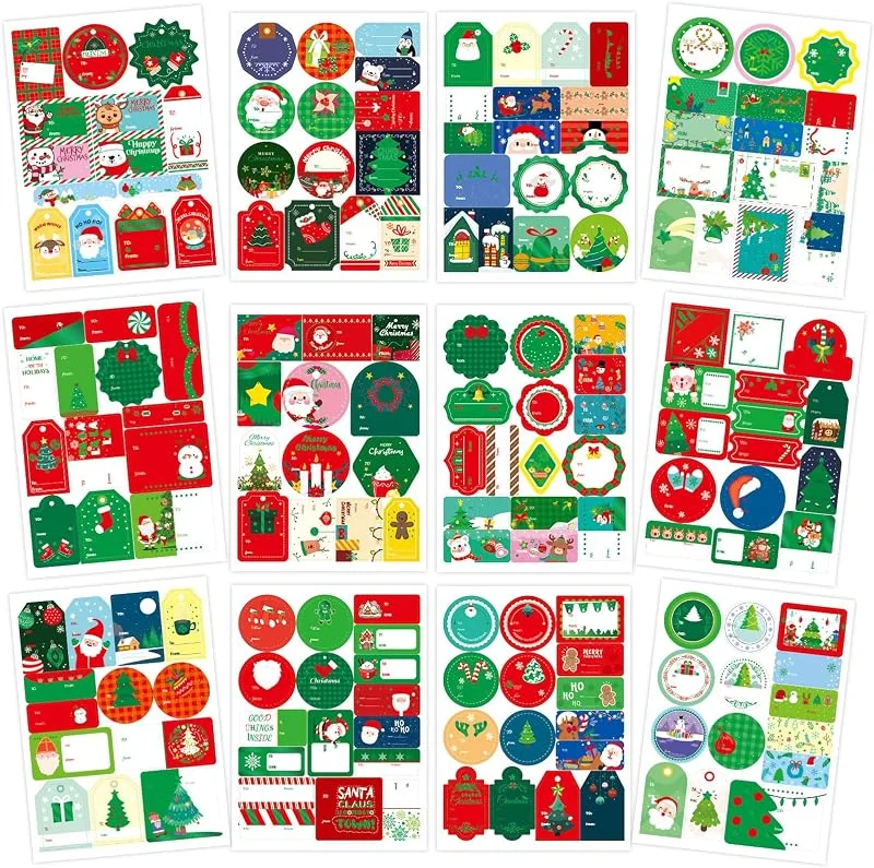 Bighan 175 pegatinas navideñas, etiquetas de lámina dorada autoadhesivas para escribir, brillantes de Papá Noel, pegatinas de regalo, pegatinas para calendario de Adviento, manualidades, paquetes de — Envoltorio regalo