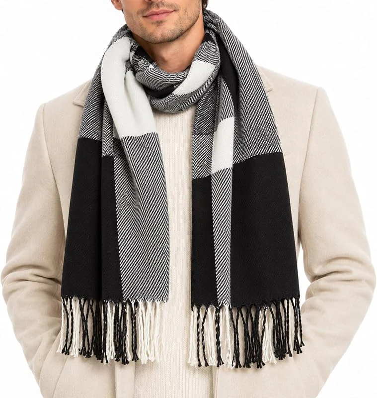 Visita la tienda de Miss Lulu Miss Lulu Bufanda Hombre, Bufanda de Invierno Suave y Cálida a Cuadros — Ropa Navidad