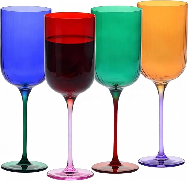Visita la tienda de Krosno Krosno Copas de Vino Rojo-Verde, Juego de 4, 350 ml, Colección Aurora — Vino y mesa festiva
