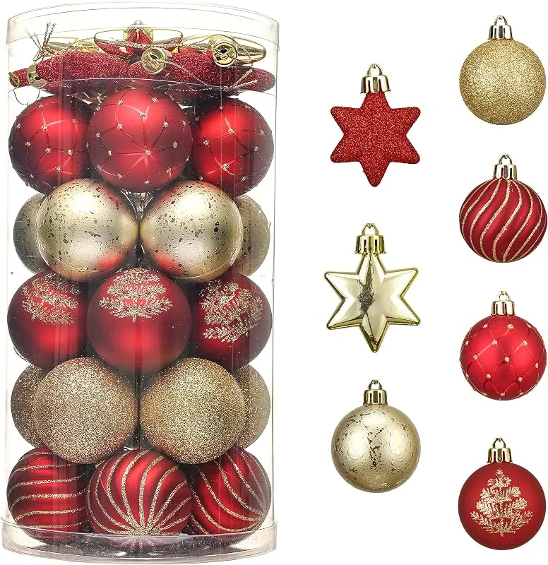 Visita la tienda de Valery Madelyn VALERY MADELYN 35pcs Bolas de Navidad Rojo y Dorado, 5cm Bola Navideña de Lujo Decoración de Colgante Navideñas de su Hogar o Lugar de Trabajo — Decoracion Navidad
