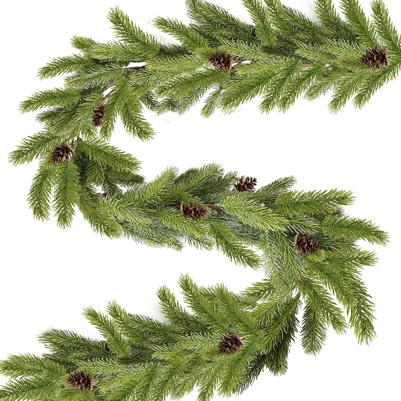 ROLLWAY Guirnalda de Abeto Artificial Verde 185 cm, Guirnalda de Abeto Artificial Moldeada por inyección Ramas de Abeto Guirnalda de Cedro Guirnalda de Cedro decoración Navidad Abeto Verde Invierno — Decoracion Navidad