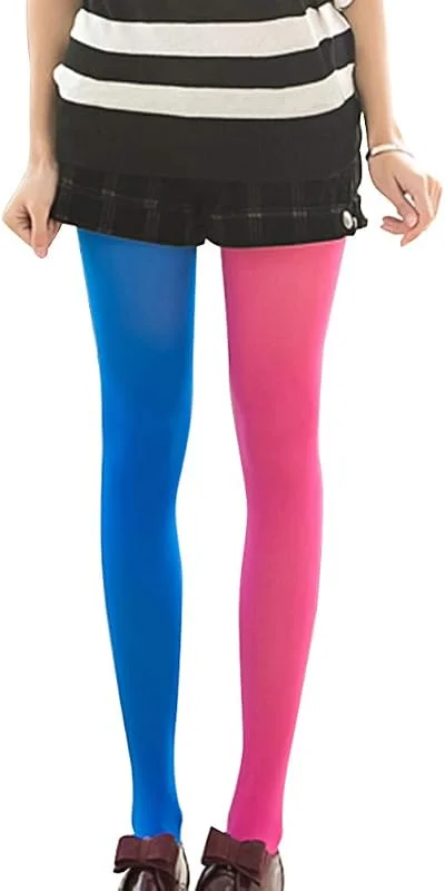 PRETYZOOM Rosa Rojo Zafiro Mujeres Longitud Completa Pantimedias Dos Pantimedias Tonificadas Traje Legging Medias Tamaño Libre Dos Colores Señoras Fiesta Legging Medias — Ropa Navidad