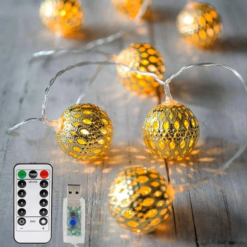 Vegena Luces LED de Hadas - Lámpara Decorativa de árbol de Navidad 3 m 20 LED Luces de Cadena de Hadas con Control Remoto 8 Modos de Luces de Navidad Regulables con USB Sin Batería, Blanco Cálido — Luces Navidad
