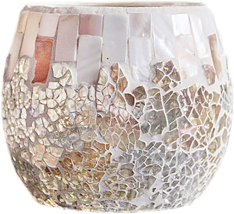 ANCLLO Soporte para velas, portavelas de vidrio mosaico portavelas para decoración del hogar, mesa, decoración de fiesta, regalos hechos a mano para ella, jarrón para macetas cuenco — Decoracion Navidad