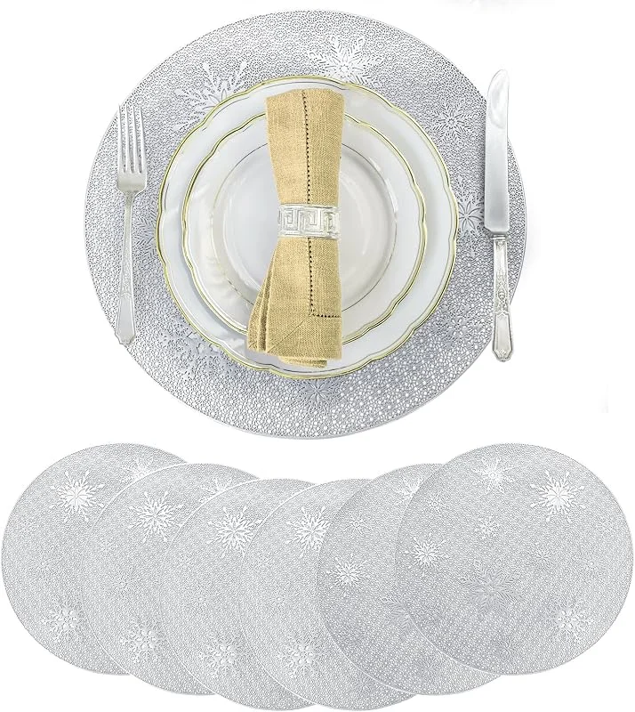 YUYWWAN Mantel Individual de Navidad, 6 Piezas Salvamanteles Individuales Redondos, PVC Lavables Navidad Manteles Individuales Resistente al Calor, Mantel Individual Decorativo Navideño (B-6pcs) — Hogar y cocina