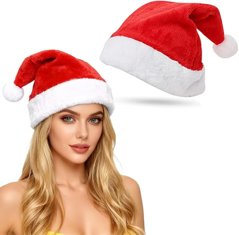 THQAE Gorro de Papa Noel, Gorros Navideño y Sombreros de Santa Claus Tradicionales Rojos y Blanco, Accesorios de Navidad para Regalos de Festividad — Ropa Navidad