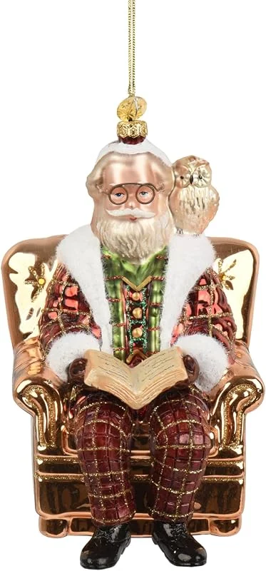 Decoris Adorno para árbol de Navidad (cristal, 15 cm), diseño de Papá Noel, color — Decoracion Navidad