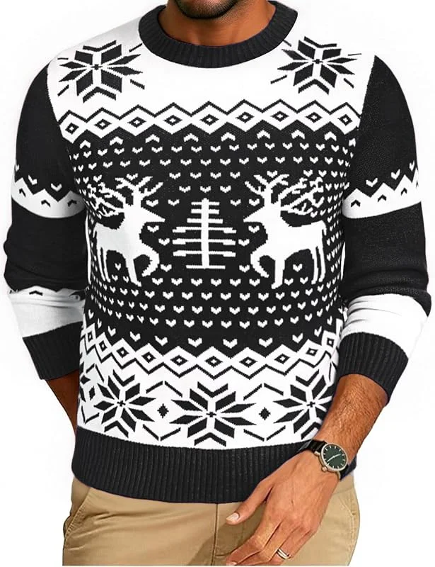 Visita la tienda de Demegimi Demegimi Jersey de Navidad Hombre Invierno Suéter de Navidad Cuello Redondo Christmas Jumper Hombre Manga Larga S-XXL — Ropa Navidad