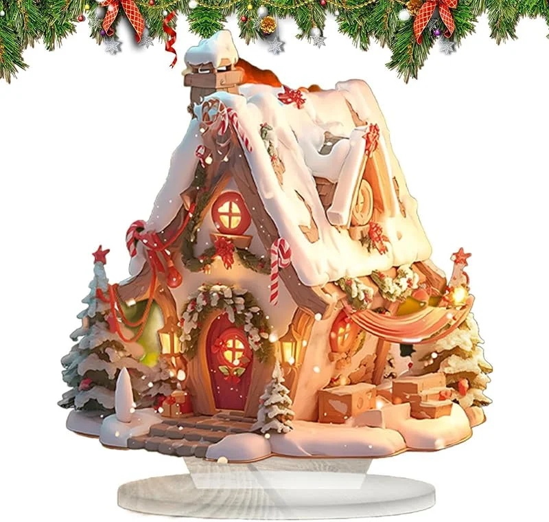 Genérico Casitas de Pueblo Navideño Iluminadas Figura De Cabaña Iluminada Con Luces — Decoracion Navidad