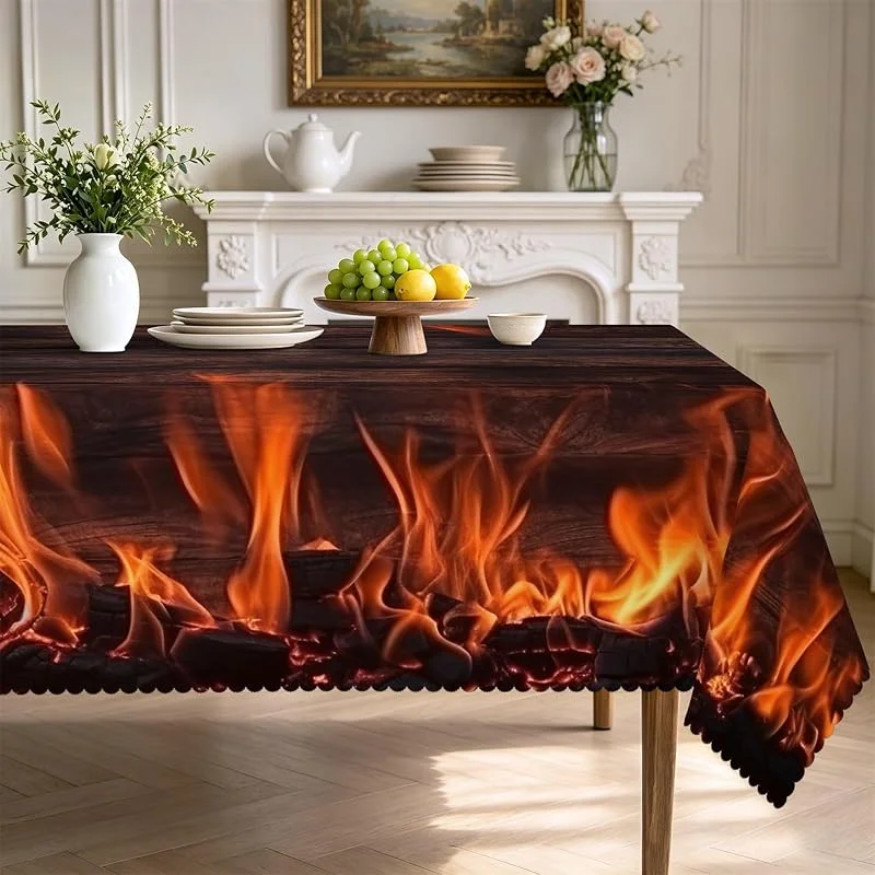 Visita la tienda de MIRRORANG 140x180cm Manteles de leña ardiendo en la Chimenea de Invierno — Hogar y cocina