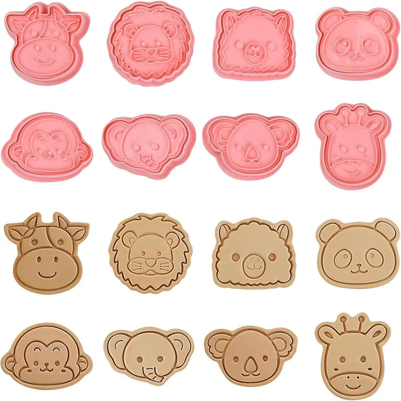 Volumoon 8 Piezas Cortadores de Galletas, Moldes para Galletas, Cortador Galletas Plástico, 3D Moldes Galletas Niños, Molde de Galletas de Dibujos Animados para Fondant Hacer Galletas Bricolaje (B) — Hogar y cocina