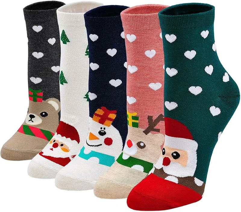 Visita la tienda de PUTUO PUTUO Calcetines Divertidos Mujer Calcetines Térmicos, Calcetines de Algodón Mujer Calcetines Animales Lindos, 5 Pares — Decoracion Navidad