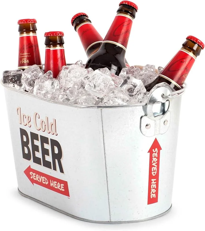 Visita la tienda de Balvi Balvi - Party Time enfriador de bebidas. Cubo de metal para enfriar bebidas. Incluye dos abridores en — Vino y mesa festiva