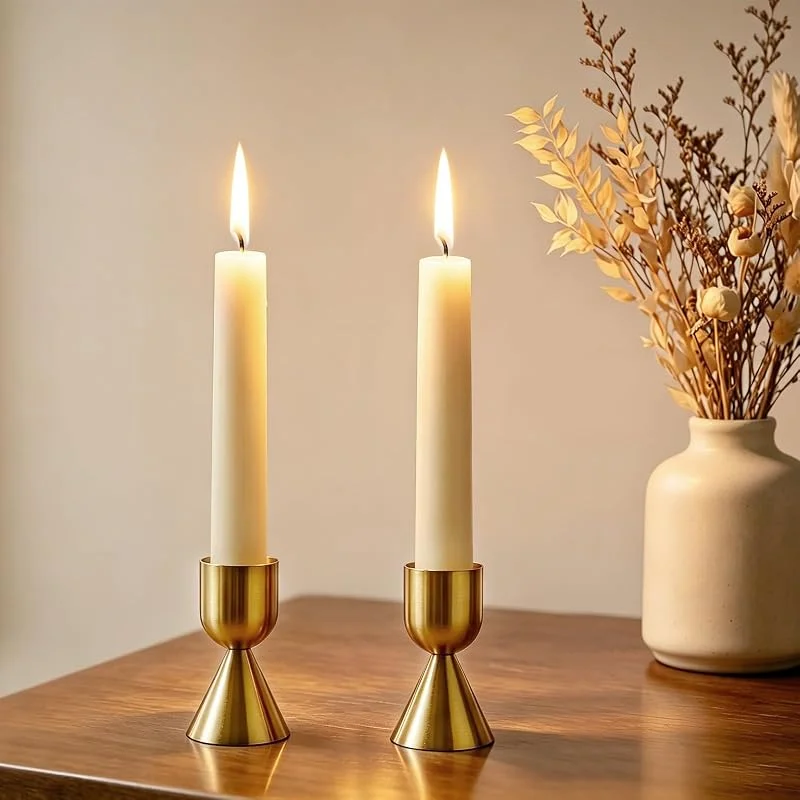 ZOSIGN 2 Piezas Candelabro Dorado, Candelabros para Velas, Portavelas de Navidad, Portavelas Decoracion Cónicas de Metal, para Decoración de Navidad, Chimenea, Hogar — Adviento y mesa