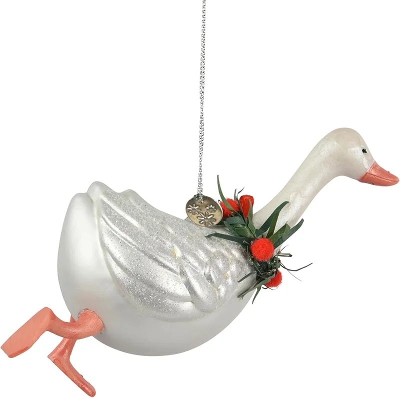 Decoris Adorno para árbol de Navidad (cristal, 12 cm), diseño de ganso — Decoracion Navidad