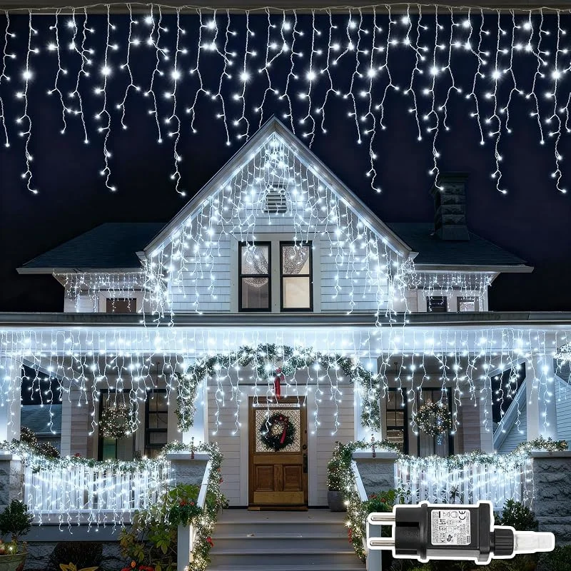 TRUMPETS Cortina Luces Navidad Exterior, 5M 216 LED Guirnalda Luzes, Blanco Frío