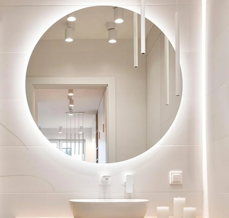 Visita la tienda de BD ART BD ART Luna Espejo de pared para baño con iluminación led, redondo, 60 cm, color de luz blanco frío 6000 K, IP44 — Decoracion Navidad