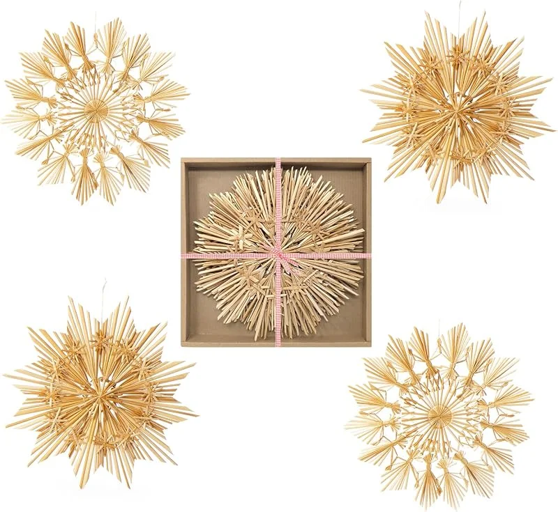 Visita la tienda de com-four COM-FOUR® Juego de 4 Estrellas de Paja Grandes, Decoración de Ventana XXL — Decoracion Navidad