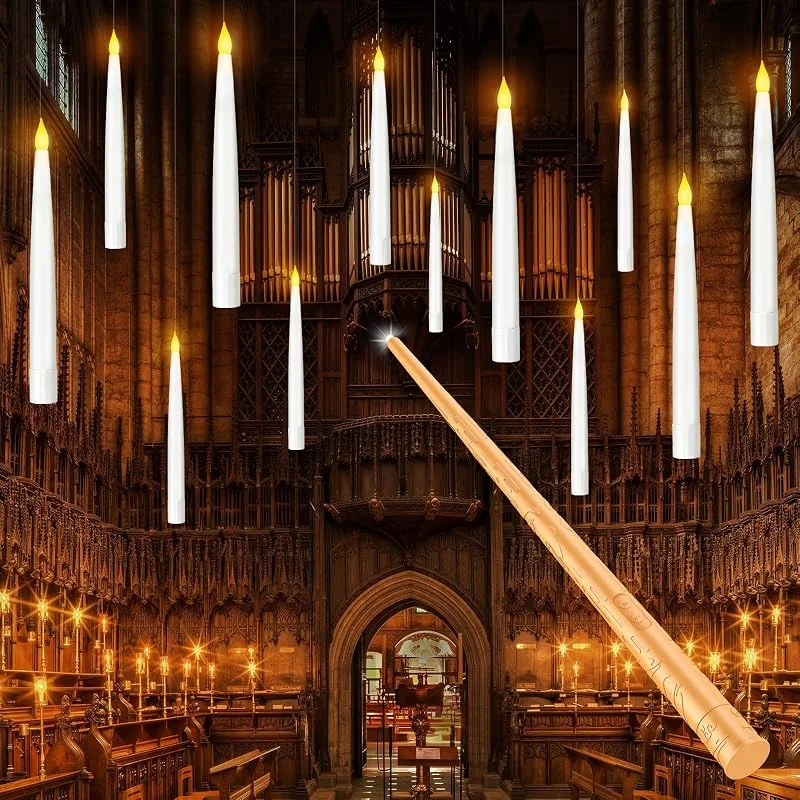 Visita la tienda de Tyreses Velas Flotantes con Varita, 12 Navidad velas Floating Mágicas Candles, Luces LED a Pilas Velas sin llama que Eléctrica Parpadeantes Decoración de casa, iglesia, fiesta, Halloween Navidad — Luces Navidad