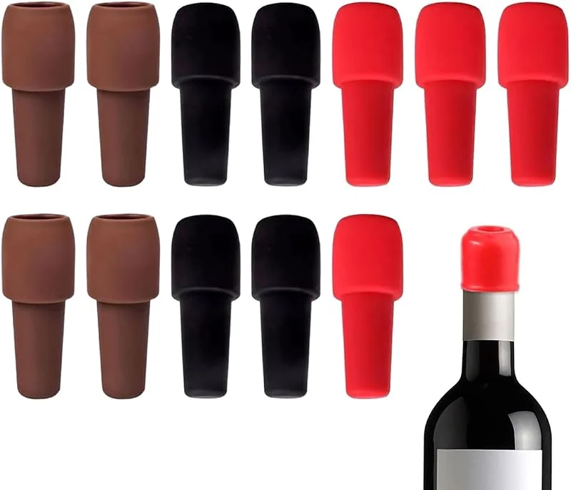 UIEXEA Tapón Reutilizable para Botellas de Vino espumoso, 12 Piezas Tapones de Silicona para Botellas de Vino, para Cerveza, Prosecco, Uso doméstico — Vino y mesa festiva