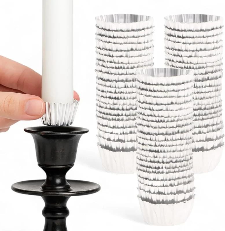 MIJOMA 120 velas de aluminio plateado — Cena a la luz de velas