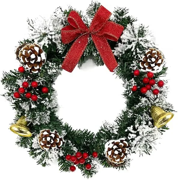 KPYZLBD Corona de Navidad para puerta, 30 cm, para puerta de casa, decoración navideña, corona artificial (blanco y verde) — Decoracion Navidad