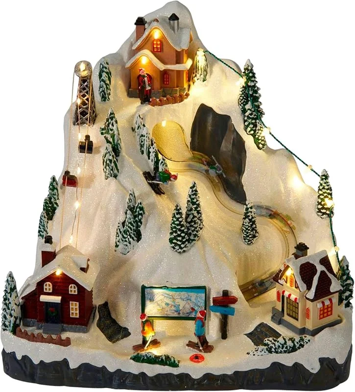 Visita la tienda de WELL HOME MOBILIARIO & DECORACIÓN Well Home Decoración navideña: Pueblo: Escena Navideña de Esquí con LED y Movimiento, Decoración Navideña USB con Función Try Me de 30, 5x24x28, 5 cm — Decoracion Navidad