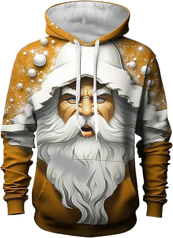 generisch Sudadera navideña para hombre, diseño de reno divertido 3D, sudadera con capucha para hombre, suéter de Navidad para hombre, Papá Noel, suéter navideño 2024, sudadera de Navidad — Ropa Navidad