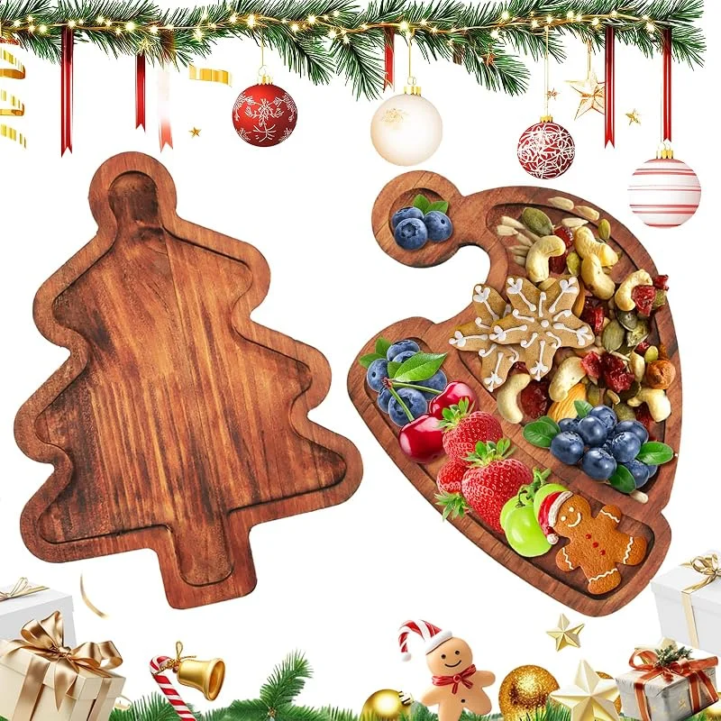 Dwafill Bandeja Navideña, Dwafill Plato de Navidad, Plato de Frutas, Plato Navideño para Repostería, Snacks, Platos Navidad, Platos Navideño de Nueces — Adviento y mesa