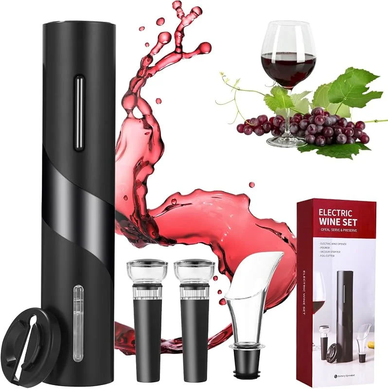 Gyxova Set de Sacacorchos Eléctrico 5 en 1, Abridor de Vino Automático — Vino y mesa festiva
