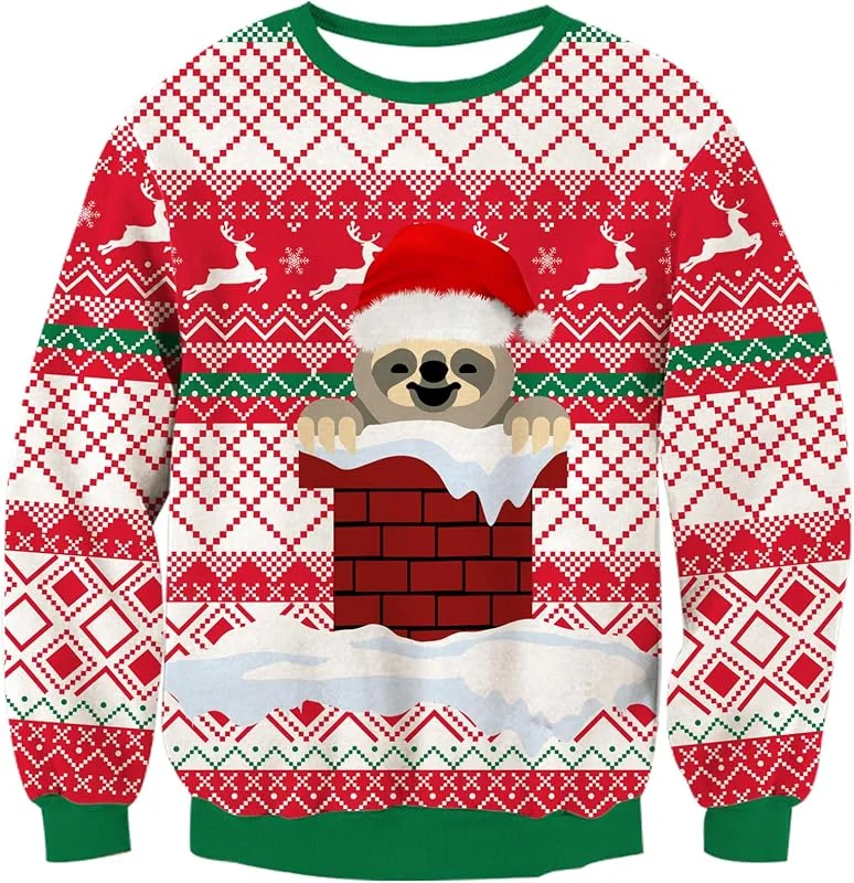 Kids4ever Niños Unisex Suéter de Navidad Jersey de Punto Reno Rudolph Prendas de Punto Cálido Manga Larga Cuello Redondo Navidad Punto Jersey Sudadera Top de Invierno para niños niñas 7-13 años — Ropa Navidad