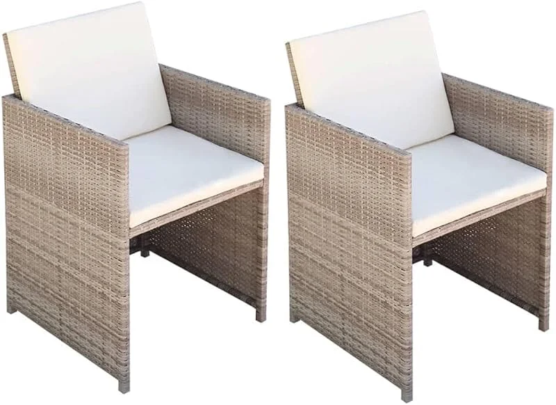 Visita la tienda de vidaXL vidaXL 2X Sillas de Comedor de Jardín Sillón de Exterior Asientos Mueble de Terraza Patio Aire Libre Poli Ratán Sintético Beige Tipo Mimbre — Luces Navidad