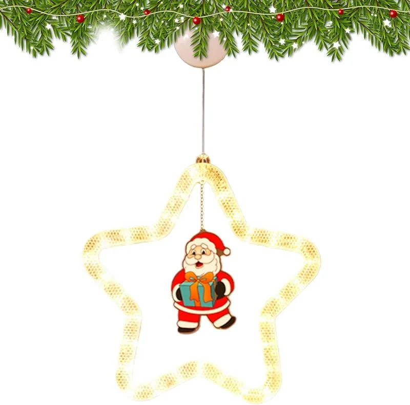 Générique Luces de estrella de ventana de Navidad Luces de ventana de estrella LED Luces de ventana de estrella de vacaciones Luces de estrella colgantes Luces de silueta de estrella de ventana LED con — Decoracion Navidad