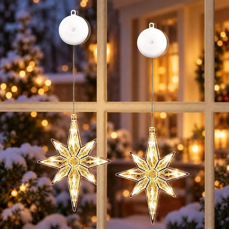 UYUYong 2 PCS Luz Led para Ventana con Ventosa Decoraciones de Luces-Blanco Calido — Decoracion Navidad