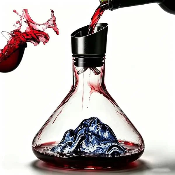 ADEMOKE Decantador De Vino Con Aireador, Decantador De Vino Tinto, Decantador De Vino Tinto, Decantador De Vino Con Filtro Aireador Para Hijastros Y Amantes Del Vino, Servicio Sin Gotas, Vino Tinto — Vino y mesa festiva