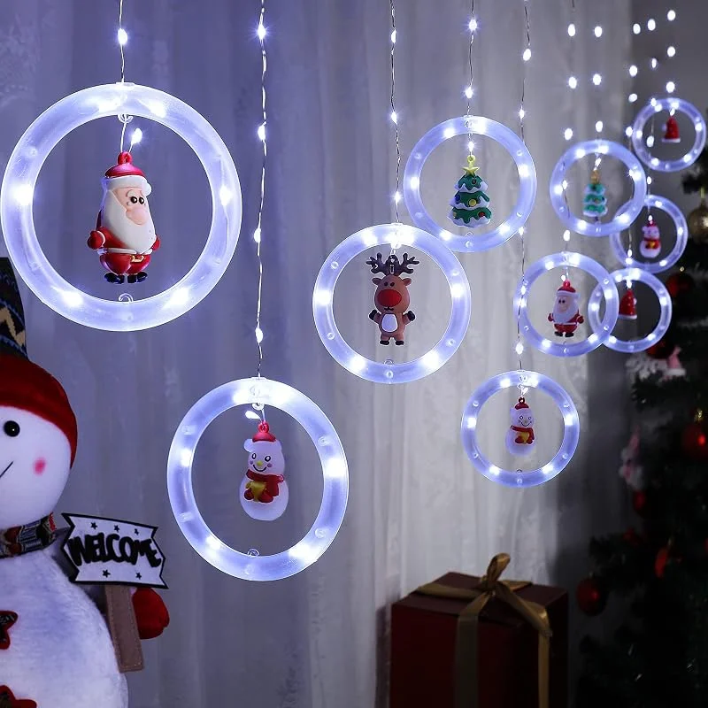 Visita la tienda de BLOOMWIN BLOOMWIN Guirnaldas Cortina Luces con 10pcs Adornos Navideños 3m Control Remoto 8 Modos 160 LED USB Colgante 3D Cadena de Luces para Árbol de Navidad para Balcón, Ventana, Escaparate, Boda, Fiesta — Luces Navidad