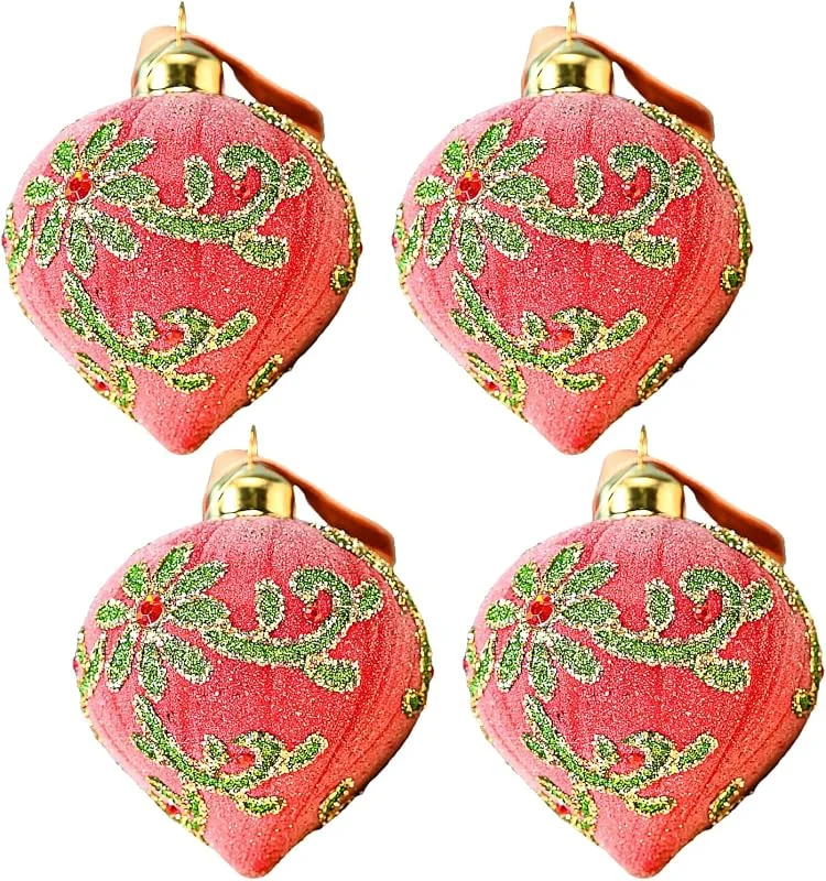 Tomotato Adornos de bolas de cristal de Navidad, 4 bolas de Navidad de cristal para interiores y exteriores, bolas de plástico irrompibles resistentes al agua, decoraciones para árboles (mi) — Decoracion Navidad