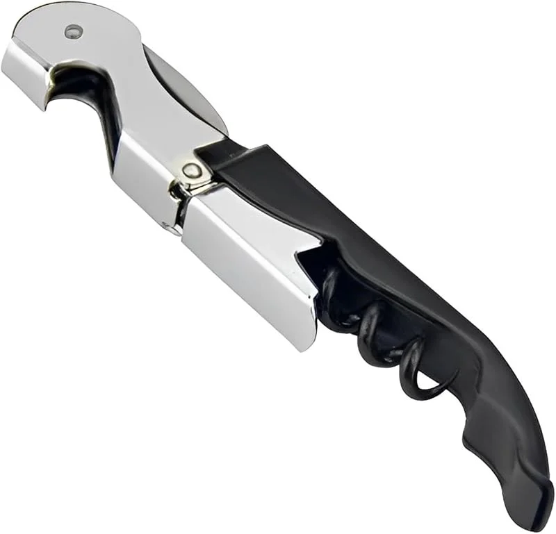 Jinpojun Sacacorchos de Acero Inoxidable, Sacacorchos Profesional, Abridor Vino 3 en 1, Abrebotellas Multifunció, para Utensilios de Bar y Cocina(Negro) — Vino y mesa festiva