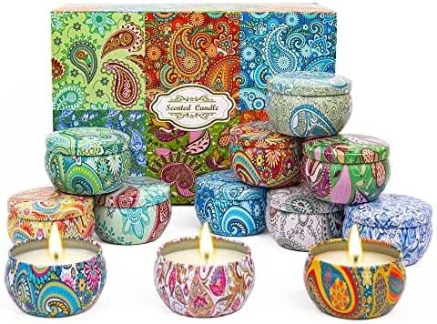 Alikiai Velas Aromáticas para Mujer Juegos da 12 Packs, Velas Perfumadas de Aromaterapia Cera de Soja Regalo para Mujer Velas Decorativas, Regalos Para Vela de Lujo para Cumpleaños Baño Yoga, Hasta 160 Horas — Cena a la luz de velas