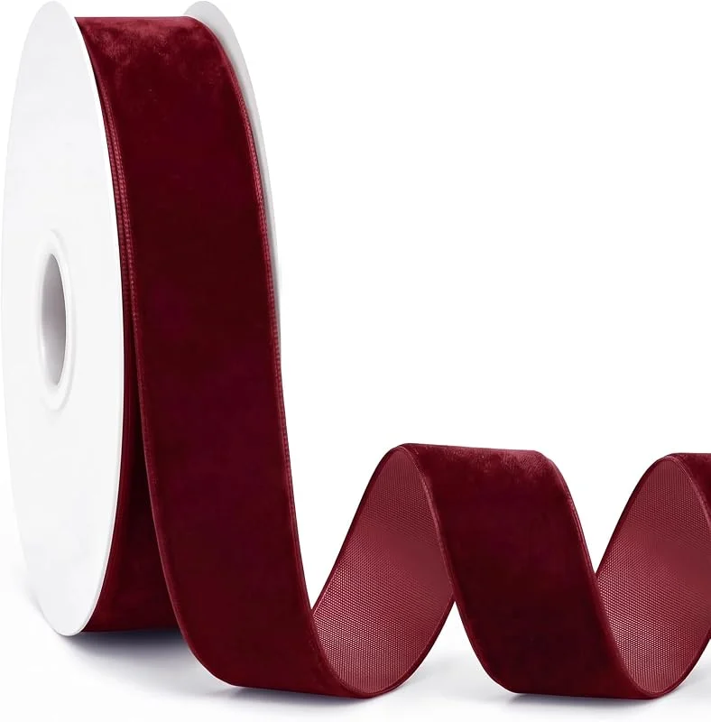 Visita la tienda de jijAcraft jijAcraft Cinta de terciopelo de 38 mm, color rojo vino: cinta de regalo de — Envoltorio regalo