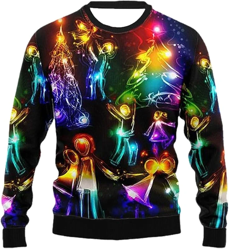 Generisch Jersey de Navidad para hombre con estampado 3D de Navidad juvenil, cuello redondo — Ropa Navidad