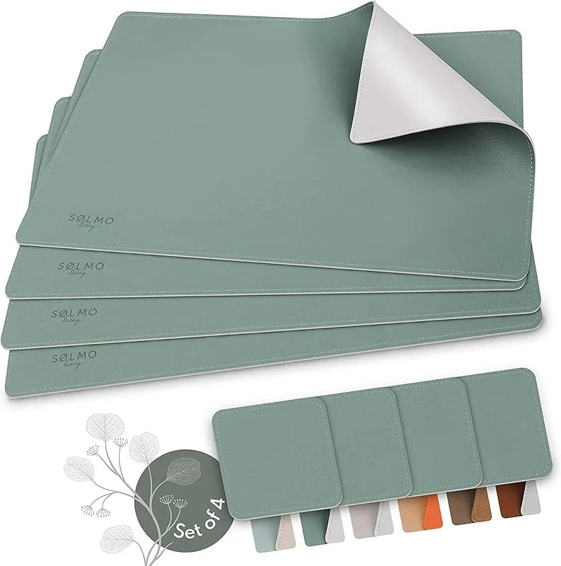 Sölmo sølmo I Salvamanteles Individuales Juego de 4 I Rectangular I Lavables Manteles Individuales de Fieltro de Diseño, Alfombrillas de Mesa Premium, (petróleo, Gris) — Hogar y cocina